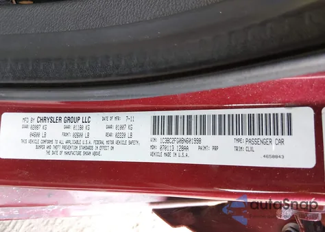 2011 Chrysler 200 Limited z USA, uszkodzony, nr VIN 1C3BC2FG0BN601998